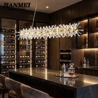 Lustre en cristal avec anneau doré, luminaire suspendu LED pour hôtel, salon, salle à manger