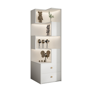 Librerie Angolari Portatili con Ante <span class=keywords><strong>in</strong></span> <span class=keywords><strong>Vetro</strong></span>, <span class=keywords><strong>Mensole</strong></span> Triangolari <span class=keywords><strong>per</strong></span> Camere da Letto e Soggiorni, Eleganti Mobili Angolari <span class=keywords><strong>per</strong></span> Uso Domestico - Product Image 4