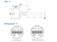 Transmetteur de température avec sonde en acier inoxydable 304/316L pour l'industrie chimique, affichage LCD, précision de qualité, OEM/ODM, 4-20mA HART/RS485