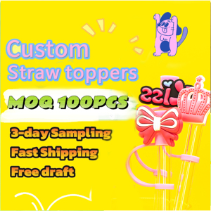 Uống Silicone màu hồng giáng sinh rơm toppers nhân vật drinkware phụ kiện tùy chỉnh tuyết Áo len rơm bao gồm Topper 10mm - Product Image 5