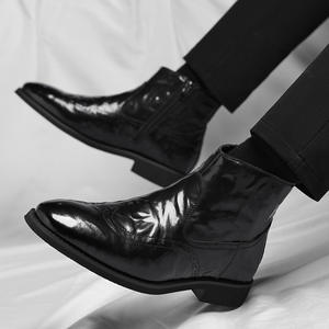 Chaussures en cuir véritable pour hommes, rehaussantes, avec empeigne en maille respirante, idéales pour les mariages et les soirées – Vente en gros - Product Image 3