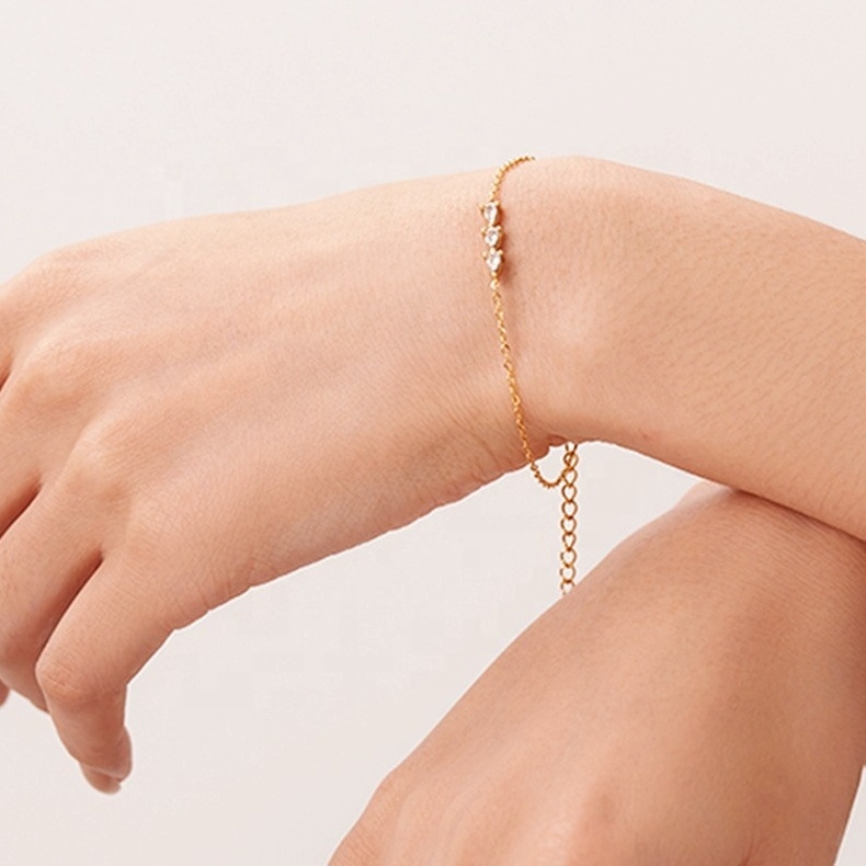 Stainless Steel Diamond Charm Bracelet 18k