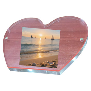 Cadre photo en acrylique en forme de cœur, magnétique, épaissi, couleur pêche, pour décoration intérieure, vitrine photo - Product Image 2