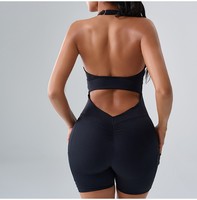 Nouvelle Combinaison de Sport Personnalisable avec Logo, Anti-Transpiration, Col Halter, Décolleté Plongeant, Sans Manches, avec Poche, pour Entraînement, Gym, Fitness, Yoga
