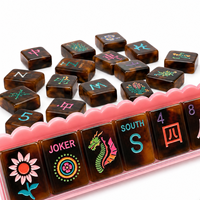 Jeu de Mahjong Américain Écaille de Tortue 1,44 Pouce Pliable Portable Tuiles Acryliques de Luxe 160 Pièces Amusant et Légèrement Amusant Double Face