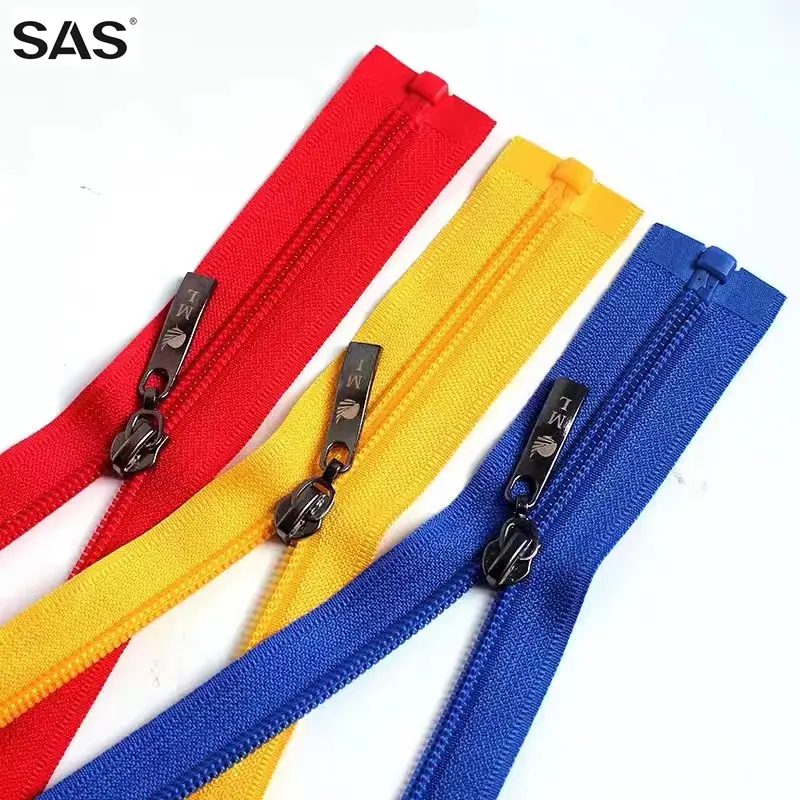 SAS nhà máy giá chất lượng cao dây kéo biểu tượng tùy chỉnh kích thước màu băng tự động khóa thanh trượt Nylon dây kéo