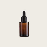 Flacon compte-gouttes en verre ambré prêt à l'emploi, cylindrique, pour sérum de soin, capacité personnalisable 20ml-100ml, couleur personnalisée argent noir