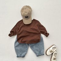 Celana Jeans Anak Musim Semi dan Gugur, Celana Denim Longgar untuk Bayi Laki-laki, Celana Kasual Modis untuk Anak-anak