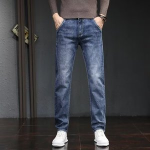 <span class=keywords><strong>Jean</strong></span> droit rétro pour homme 2026, taille mi-haute, <span class=keywords><strong>d</strong></span>élavé foncé, en tissu tricoté polyester/coton, <span class=keywords><strong>d</strong></span>écontracté - Product Image 3