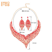 Parures de bijoux de mariée : Collier et boucles d'oreilles tendance pour mariée, accessoires de bijoux pour fête de mariage en stock