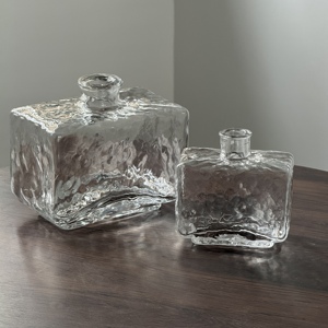Jarrón de Vidrio Rectangular Hecho <span class=keywords><strong>a</strong></span> Mano, Jarrón de Vidrio Cuadrado con Ondas de Agua, Jarrón de Cristal para Flores, Centro de Mesa para Comedor, Oficina y Hogar - Product Image 4
