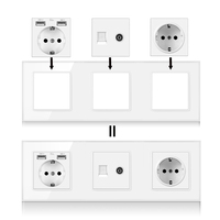 Accessoires pour interrupteur mural blanc de type 86 transfrontalier, cadre en verre et module fonctionnel 52 * 52 mm, combinables librement