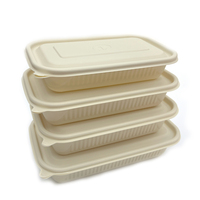 Conteneur alimentaire biodégradable en amidon de maïs 1000 ml, barquette jetable pour plats à emporter, boîte à lunch écologique pour la restauration et les restaurants