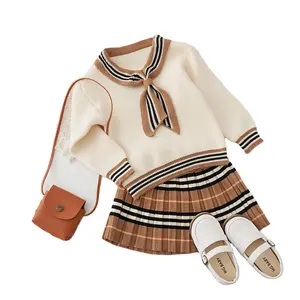 Green Horizon primavera autunno vestito maglione della ragazza vestito piccoli bambini ragazza abbigliamento Set maglieria per bambini due pezzi set di abbigliamento