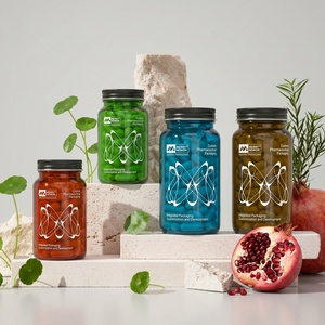 Flacons en verre givré pour capsules et médicaments 150ml 200ml 250ml, pour pilules et compléments alimentaires, avec étiquettes personnalisées haut de gamme - Product Image 1