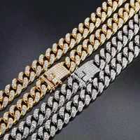 3pcs Jewelry Set Full ice Rhinestone Cuban Chain Watch Ensemble de bijoux Hip Hop de luxe pour hommes Collier Bracelet Montre