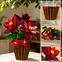 MJI 13124 Poinsettia MOC Blocs de construction en forme de fleur, modèle d'ornement, ensemble de jouets éducatifs à assembler, vente en gros, cadeau, Juguetes