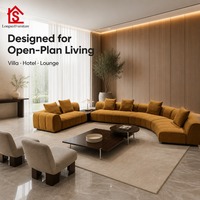 Canapé modulaire en tissu courbé, style italien, luxe léger, pour villa, salon, hall d'hôtel, taille personnalisée