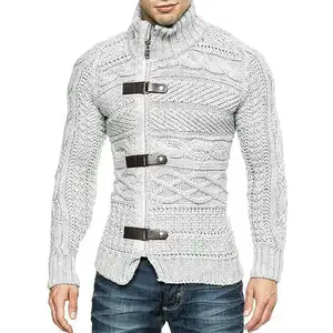 Blusa de inverno para homens com gola alta, cardigã de gola alta para homens, casaco de grife com gola de tartaruga