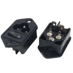 250V AC Power Socket IEC320 C6 3 pin AC socket with ON OFF 2PIN rocker switch IEC AC Connector outlet