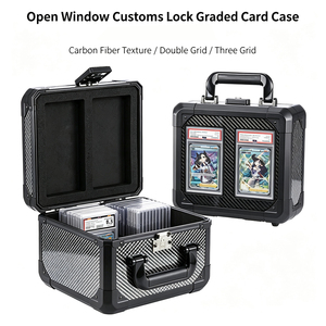 Custodia per carte sportive a 2, 3 o 4 file, in alluminio, con finestra di visualizzazione e lucchetto TSA, per carte collezionabili e carte graduate, scatola portaoggetti - Product Image 1