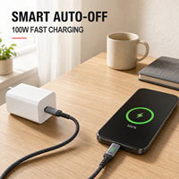 Câble USB PD 100W avec Conception Intelligente Anti-Coupure de Courant en Alliage d'Aluminium Compatible pour Ordinateur Portable, Moniteur et Téléphone Mobile