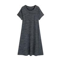 Robe de maternité printemps/été mi-longue ample, vêtement d'extérieur/détente grande taille, confortable, tricotée, douce, unie, en polyester, nouvelle collection