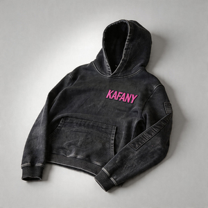 <span class=keywords><strong>Felpa</strong></span> con Cappuccio da Uomo <span class=keywords><strong>Vintage</strong></span> Lavata <span class=keywords><strong>Nera</strong></span> con Ricamo Rosa e Logo Personalizzato, Stile Casual e Vestibilità Ampia - Product Image 1