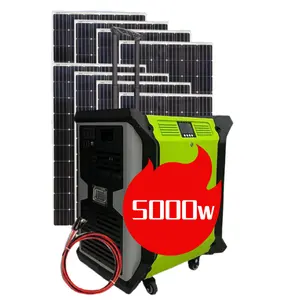 Generator tenaga surya 10kwhBank, stasiun daya baterai 5000w pengisian cepat 110v/220v kapasitas tinggi Lifepo4 untuk sistem tenaga surya rumah