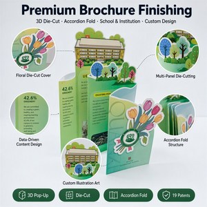 Servicio de Impresión de Folletos Personalizados con Corte Troquelado, Multicapa, 3D, para Presentaciones Corporativas, Gubernamentales y Reportes - Product Image 3