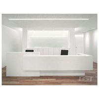 Prix d'usine en gros, bureau de réception moderne en forme de L, surface solide, LED décorative, mobilier de bureau