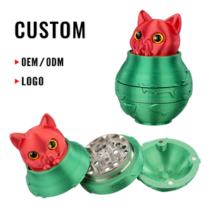 Broyeur à herbes en plastique et aluminium en forme de chat, 3 pièces, portable, pour tabac, distributeur métallique – Vente en gros - Product Image 1