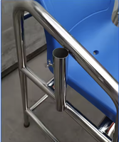 Chaise de sauveteur en acier inoxydable détachable, support de sauvetage portable pour bord de piscine avec siège moulé, échelle à 5 marches et pieds antidérapants
