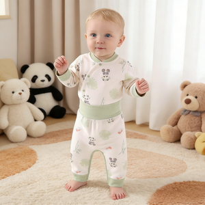 Conjuntos de 2 Piezas para Bebé, para Todo el Año, de Algodón Suave, con Lindos Dibujos Animados, Cierre de Gancho y Bucle, Conjunto Separado de Camiseta de Manga Larga y Pantalones para Bebé Niño - Product Image 1