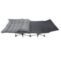 Lit pliant inclinable avec matelas, cadre en acier, design moderne, lit de camping portable pour l'extérieur, M01039