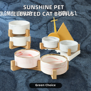 Comederos Ecológicos Elevados de Cerámica para Mascotas con Soporte de Madera, Gris y Rosa, para Perros y Gatos - Product Image 3