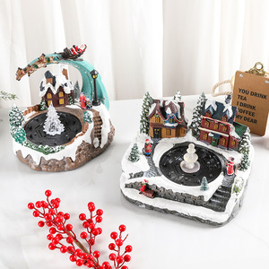 Christmas-themed rotating <b>music</b> <b>box</b> with light-up <b>music</b> and water jets, resin fountain gift decoration. - Product Image 3