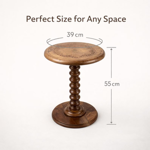 Mesa Auxiliar de Madera Tradicional Hecha a Mano con Diseño Antiguo para Dormitorio o Sala de Estar - Product Image 2