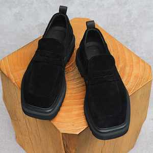 2025 Anti-slip Cowhide <b>Round</b>-<b>Toe</b> Thick-Soled High-<b>Heeled</b> Men's Casual Shoes, Men's Business Style Formal Shoes - Product Image 6