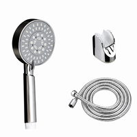 Pommeau de douche chromé portable avec tuyau en silicone, support à boucle élastique, triple sortie, haute pression, économie d'eau pour usage hôtelier et toilettes