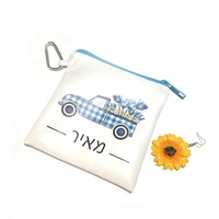 Pochette en cuir blanc en PU avec fermeture éclair et logo personnalisé