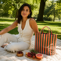 Sac fourre-tout en PVC rayé personnalisé pour femme, sac de plage transparent imperméable avec monogramme, sac à bandoulière pour femme