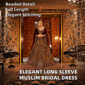 Robes de mariée musulmanes grande taille à manches courtes 2023, style sirène/trompette africain, avec traîne détachable, broderie en mousseline, vintage - Product Image 2