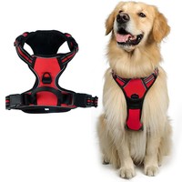Collier et harnais pour chien de grande et moyenne taille, réglables, rembourrés, réfléchissants, luxueux/simple, en polyester, fournitures pour animaux de compagnie, vente en gros d'usine