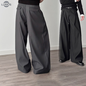 Pantalones de Primavera y Otoño para <span class=keywords><strong>Hombre</strong></span> y Mujer, Estilo Americano, Vintage, Casual, Holgados, con Pliegues, de Tela para Traje - Product Image 2