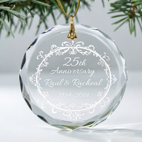 Adorno de Cristal Transparente Facetado Redondo, Recuerdo Personalizado para el 25.º Aniversario del Árbol de Navidad