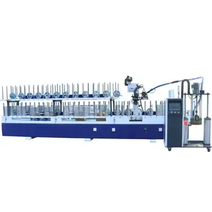 Woodworking Aluminum Wood Door Frame Veneer Hot Melt PUR Glue Profile Wrapping PVC Film Profile Laminating Wrapping Machine