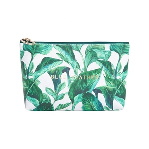 Sac cosmétique portatif d'impression tropicale, pochette de maquillage imperméable en gros de modèle de feuille de cuir d'unité centrale - Product Image 2