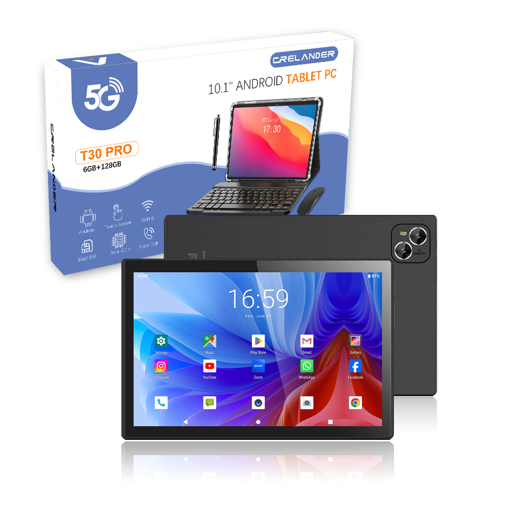 CRELANDER 10.1 Inch Tablet PC 1280*800 IPS LCD Screen 6+128GB 4G
