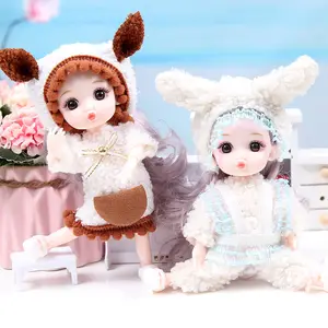 16cm BJD bebek tam Set 13 hareketli eklem bebek karikatür elbise Bjd oyuncak gülümseme yüz yeni elbise makyaj oyuncaklar kız hediye bebek